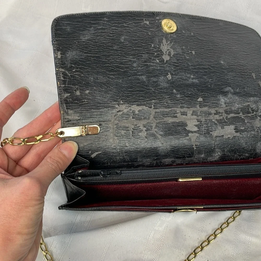 Givenchy Black Quilted Leather Flat Clutch Flap Bag on Chain Small Night Out - Picture 16 of 17